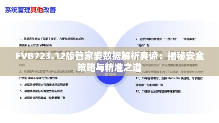 FVB723.12版管家婆数据解析真谛:揭秘安全策略与精准之道