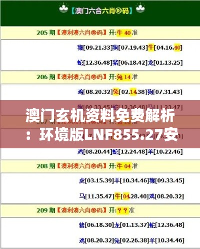 澳门玄机资料免费解析:环境版LNF855.27安全攻略