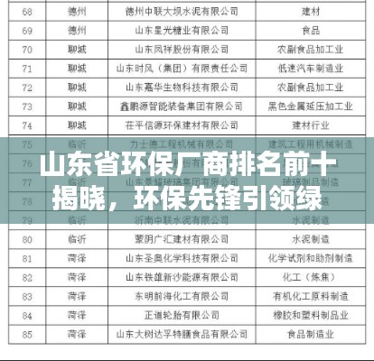 山东省环保厂商排名前十揭晓,环保先锋引领绿色力量!