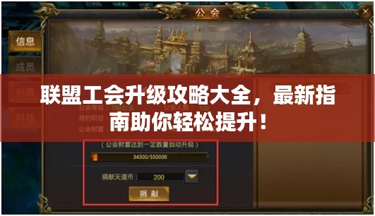 联盟工会升级攻略大全,最新指南助你轻松提升!