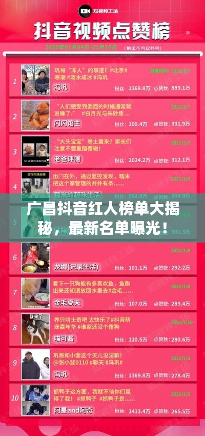 广昌抖音红人榜单大揭秘,最新名单曝光!
